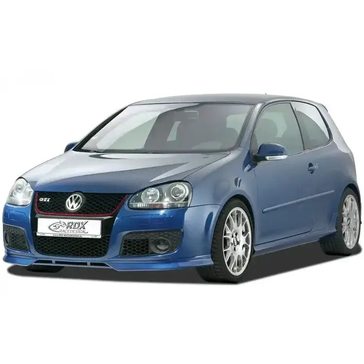 Frontleppe på Volkswagen Golf 5 03-09 GT/GTI/GTD Variant i metallic blå med store sølvfelger.