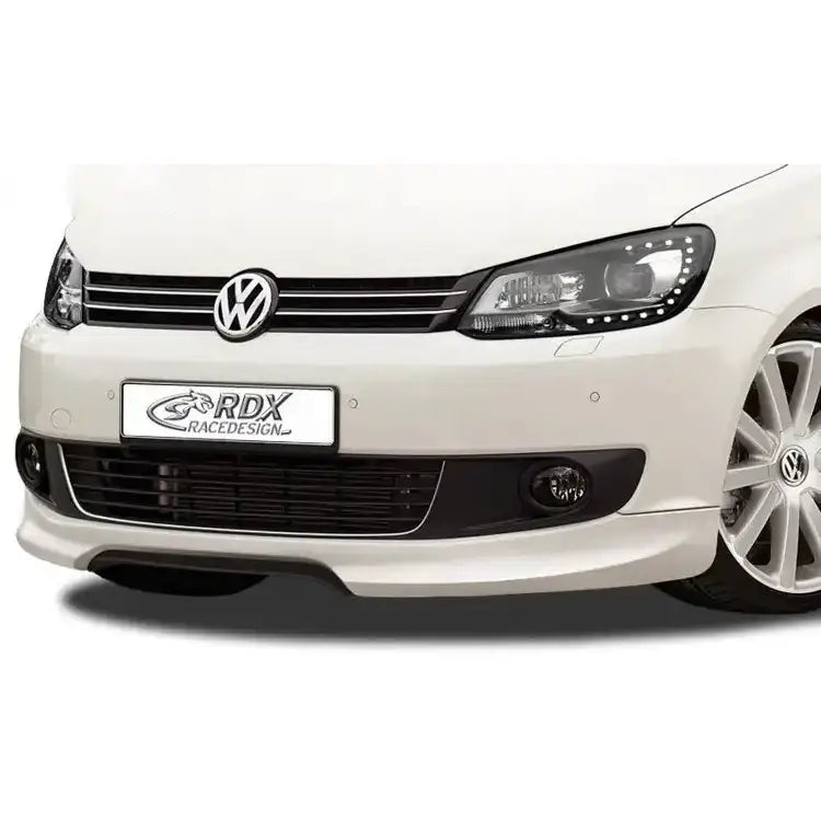 Frontleppe Volkswagen Touran 1T1 Facelift med sort grill og RDX Racedesign-skilt sett forfra.