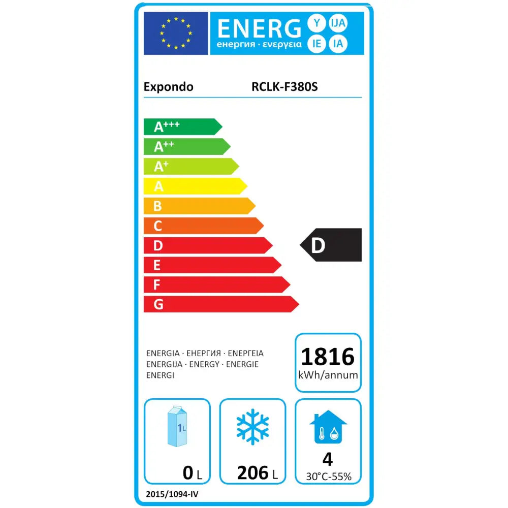 Fryseskap Enkeltdør 7 Hyller 380l 425w - Sølv - 10