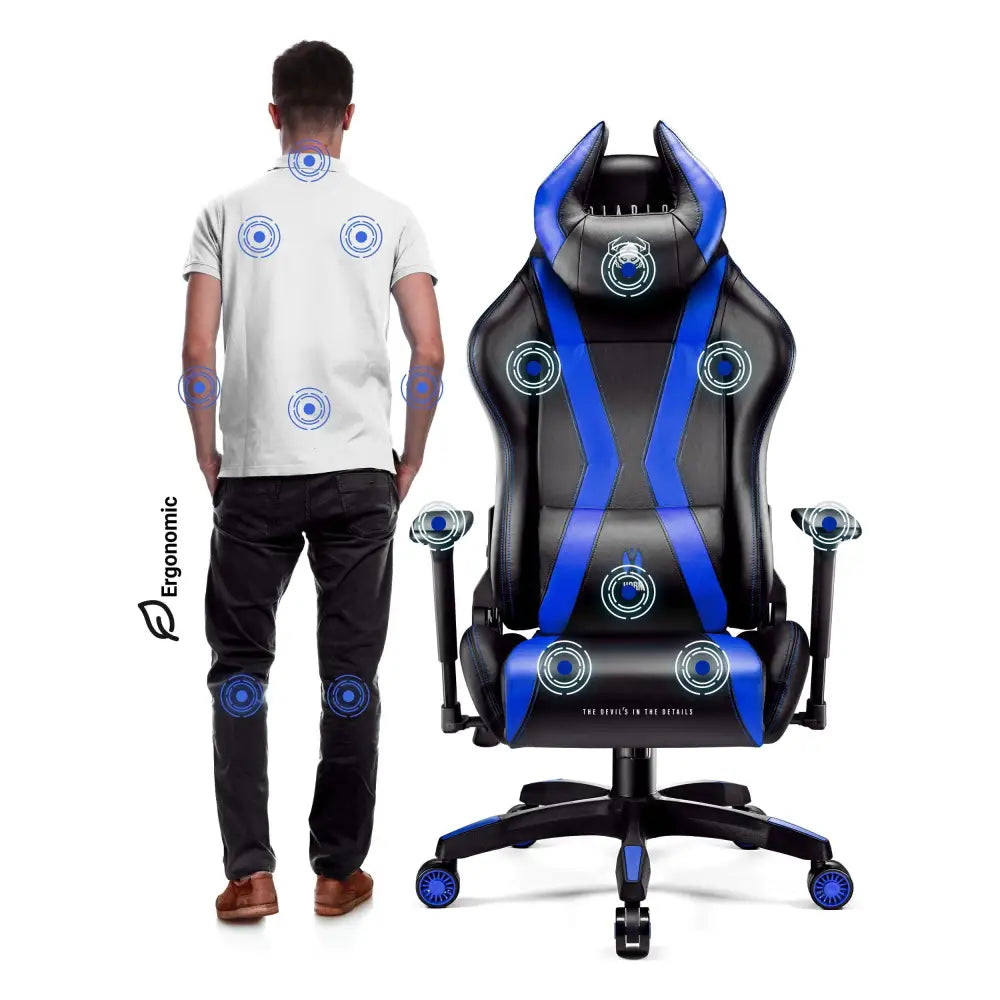 Gaming-stol Diablo X-horn 20 Normal Størrelse: Svart-blå - 9