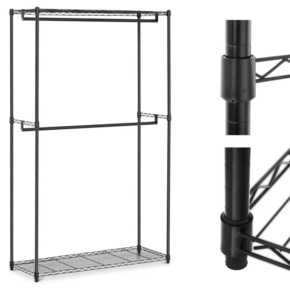 Garderobehylle i Metall Med 2 Hyller Og 2 Stenger 120 x 45 x 199.5 Cm Opptil 200 Kg - 1