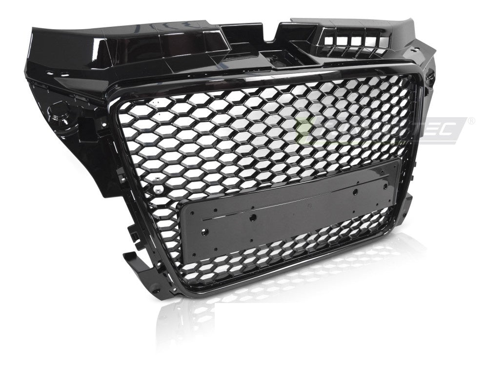 Helsvart frontgrill Audi A3 8P facelift sport-design nærbilde av lameller