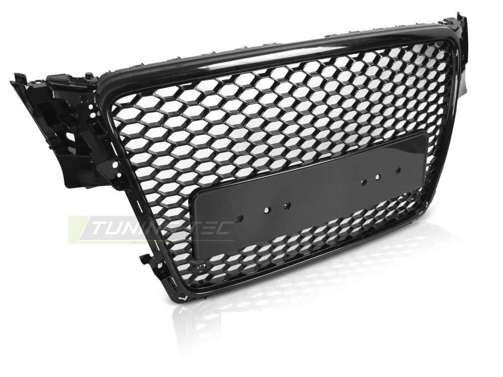 Helsvart blank grill til Audi A4 B8 2008–2011 nærbilde honeycomb-mønster