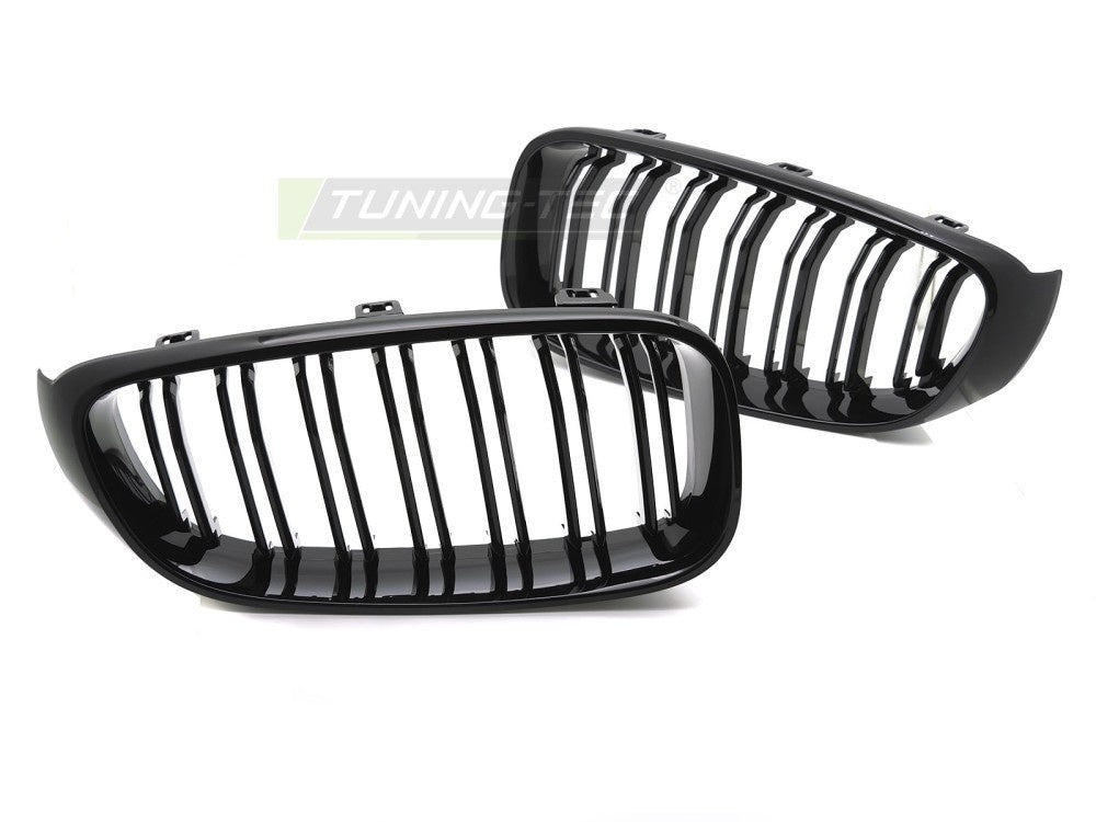 Nærbilde av glossy svart grill til BMW 3-serie Gran Turismo F34 2013–2017