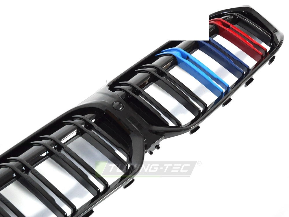 BMW 3-serie G21 LCI grill med dobbel stav-design og helblank svart overflate
