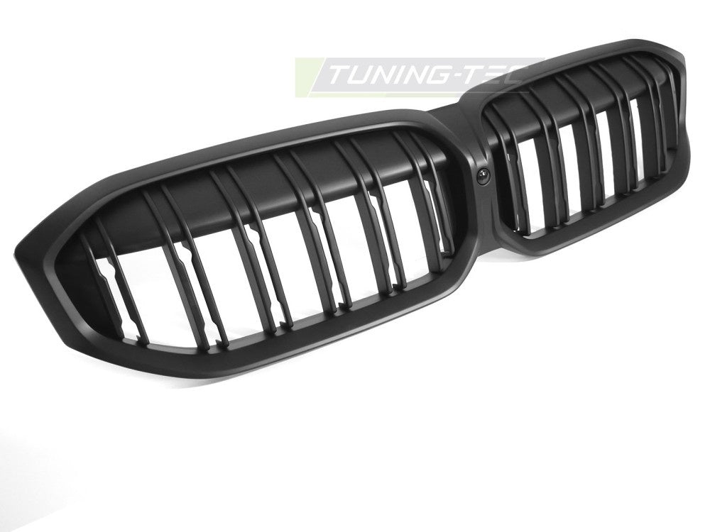 Frontgrill i matt svart til BMW G20/G21 LCI – dobbelt-ribbe-design sett forfra