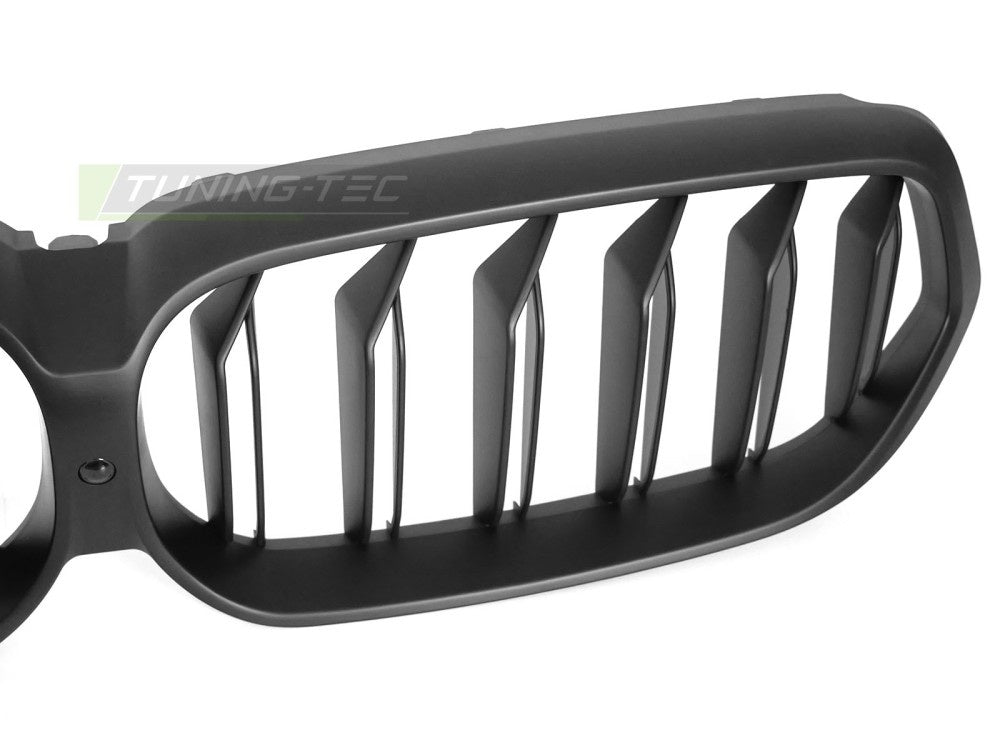 Komplett grillsett matt svart til BMW G32 LCI 2020–2023 vist bakfra med fester