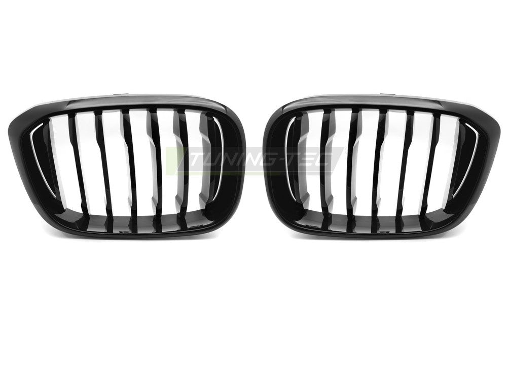Blank svart nyregrille BMW X4 G02 nærbilde av høyglans finish