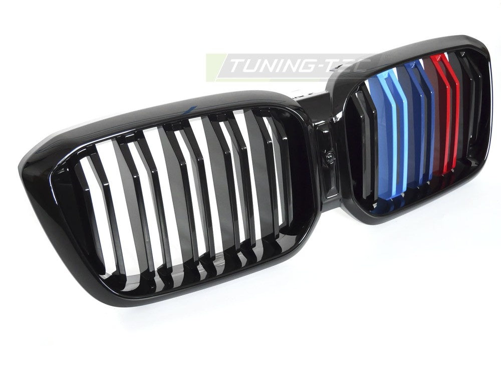 Sport-grill i glossy svart med tri-color M-aksenter til BMW X4 G02 LCI sett forfra