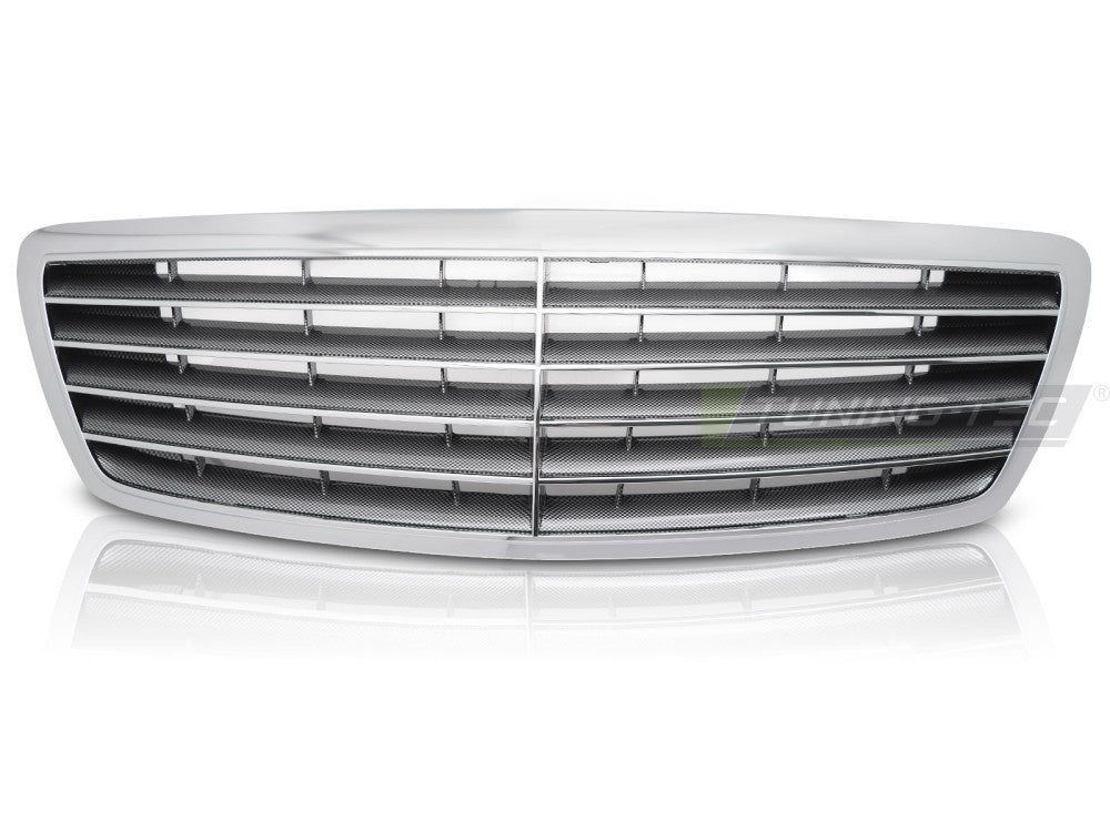 Mercedes S-Klasse W220 frontgrill med karbon-look innlegg og kromlister