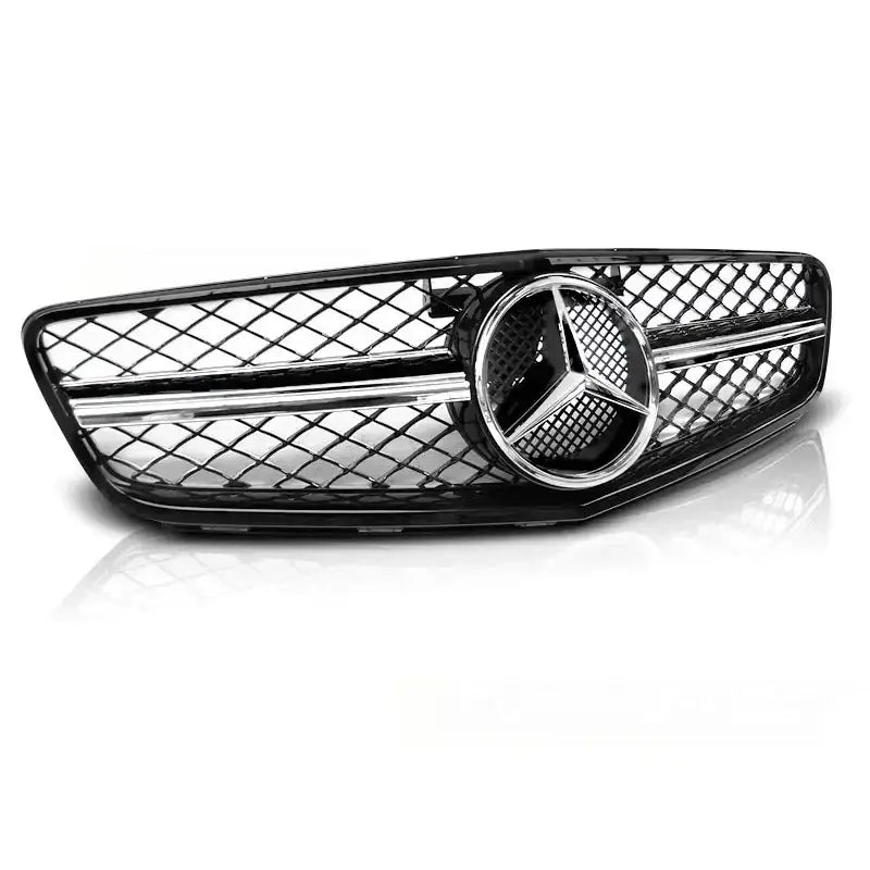 Grill Mercedes W204 07-14 C63 Style Glossy Black- Chrome - 1