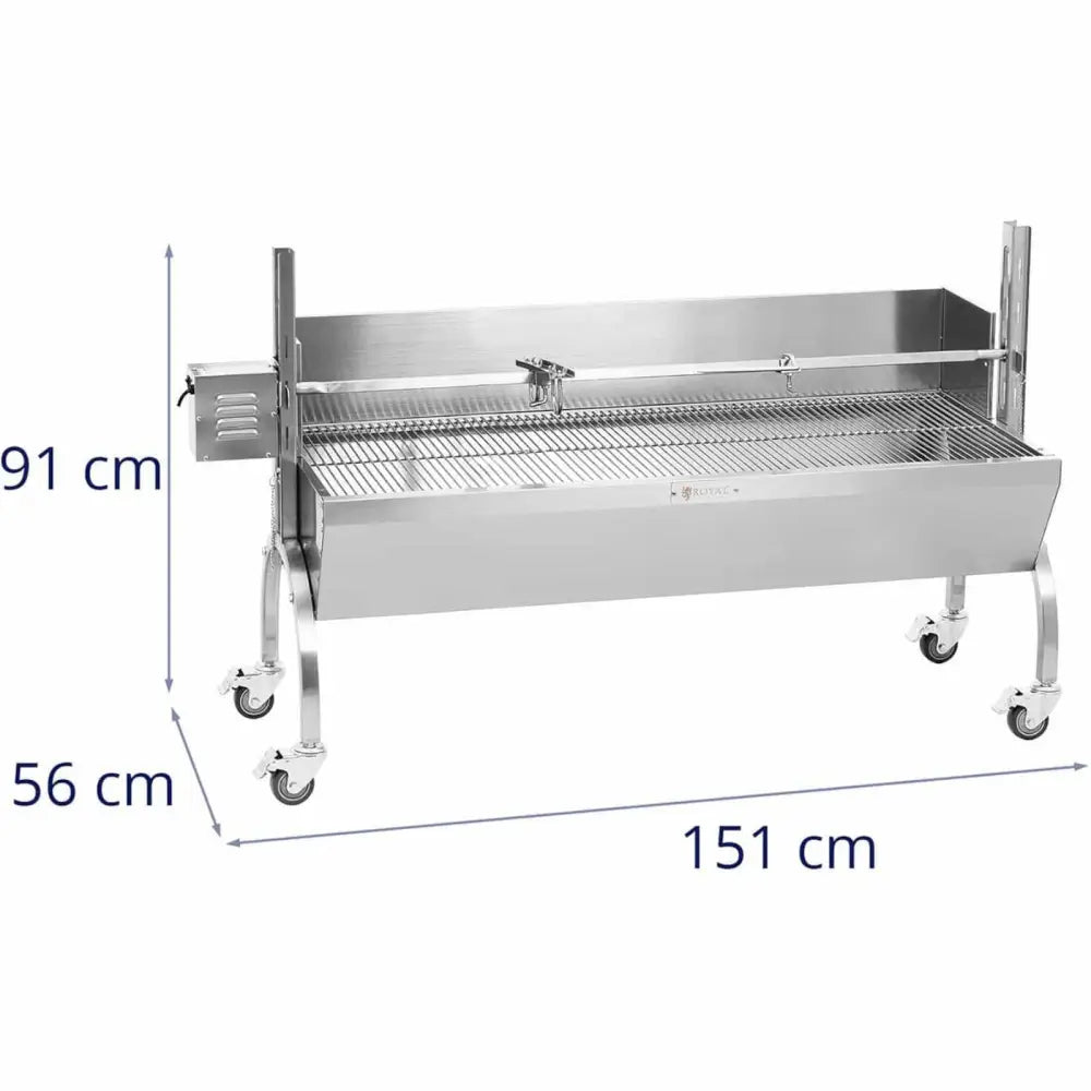 Grillkullgrill Med Elektrisk Roterende Spidd For Steking Av Gris Med Skjerm 13 w 40 Kg 137 Cm - 10