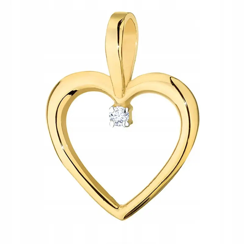 Gullanheng i 585 Gull Hjerte Med Diamant 0,005ct - 1