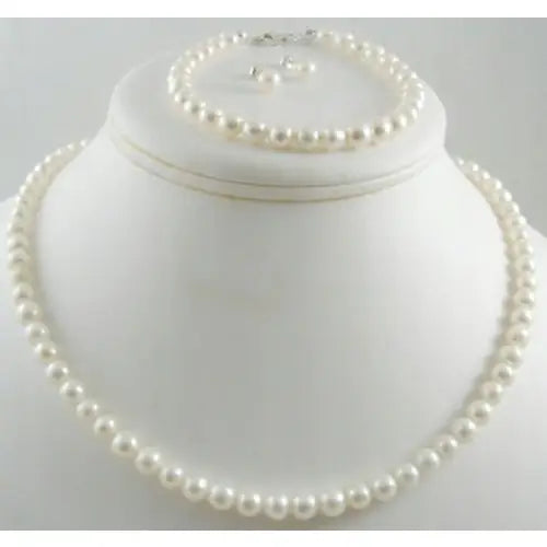 Halskjede Armbånd øredobber Naturlige Perler Sølv - 1