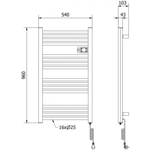 Håndkletørker Aran 960 x 500 Mm 500 w Hvit
