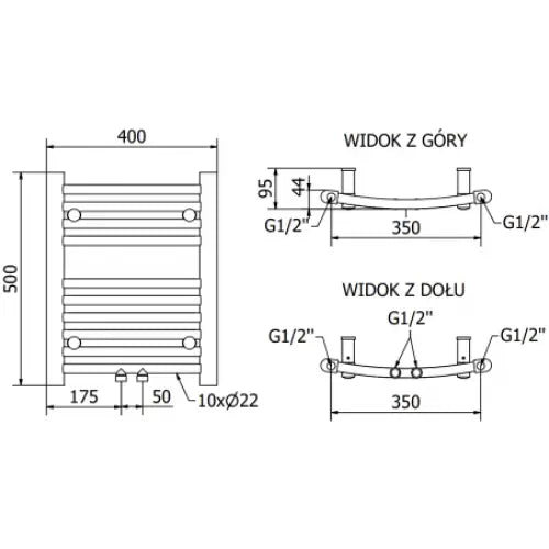 Håndkletørker Ares 500 x 400 Mm 300 w Gull