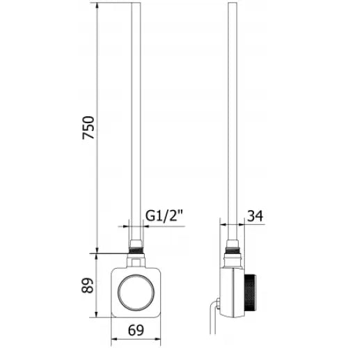 Håndkletørker Mars 1800 x 500 Mm 900 w Sort Premium