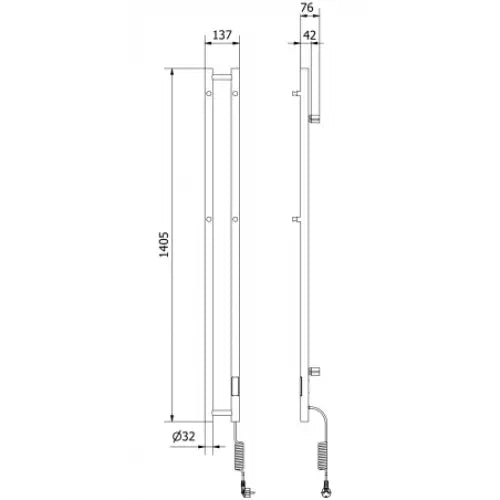 Håndkletørker Pino med Håndkleholdere 1405 x 137 Mm 150 w Hvit