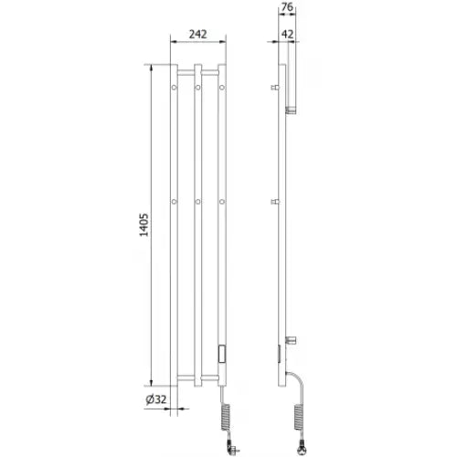 Håndkletørker Pino med Håndkleholdere 1405 x 242 Mm 200 w Hvit