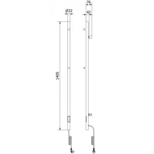 Håndkletørker Pino med Håndkleholdere 1405 x 32 Mm 75 w Sort