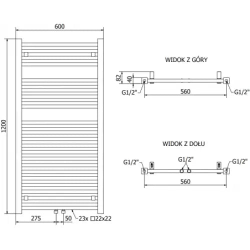 Håndkletørker Pluton 1200 x 600 Mm 900 w Hvit