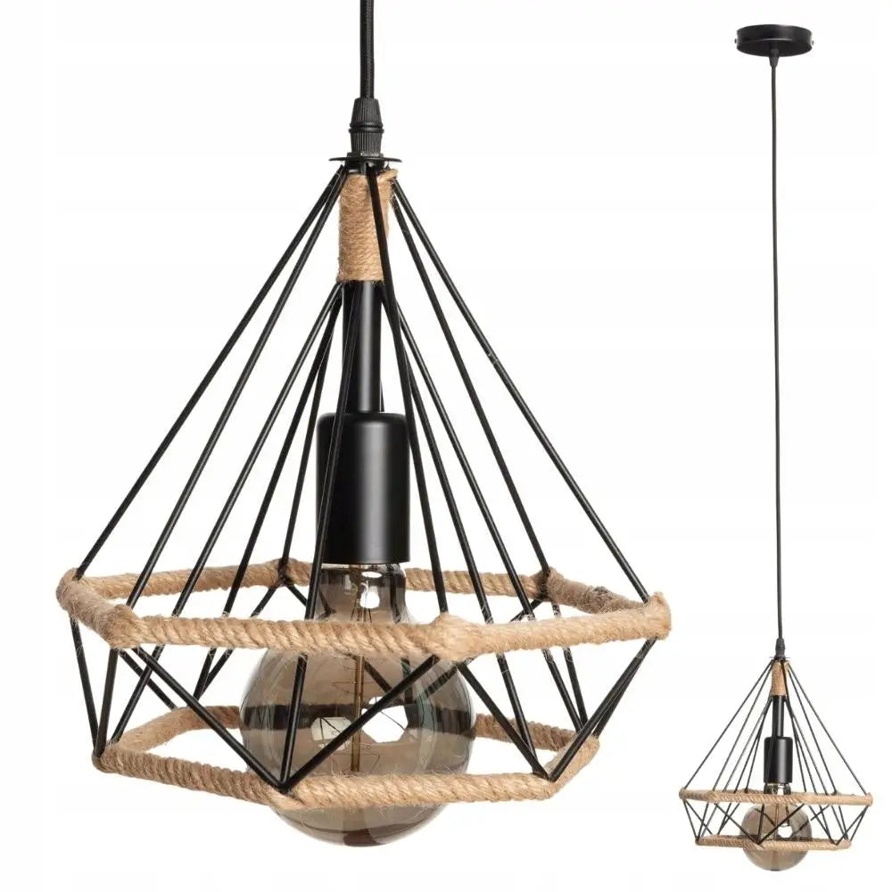 Hengende Taklampe i Jute Geo s Boho (wsr006) - 1