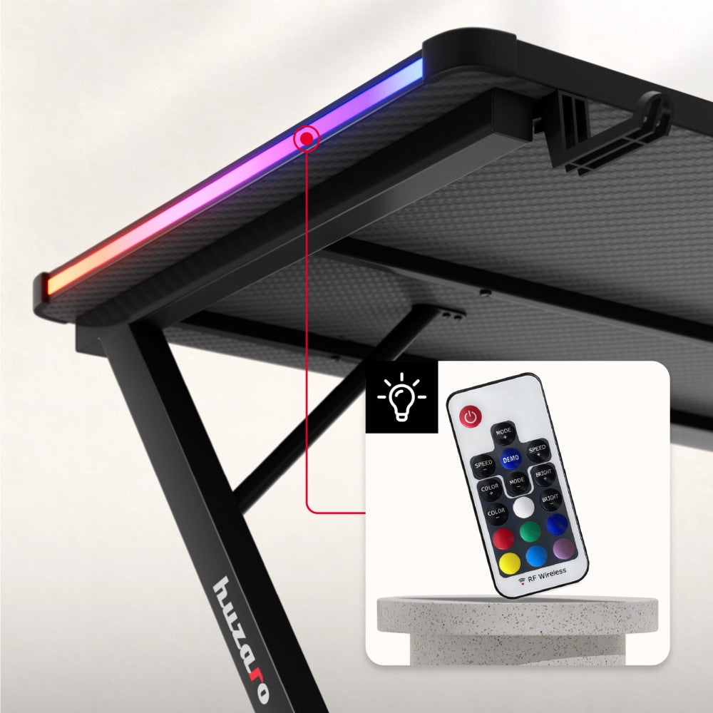 Huzaro Hero 2.5 RGB – karbonbelegg på svart 2,5 cm MDF-bordplate