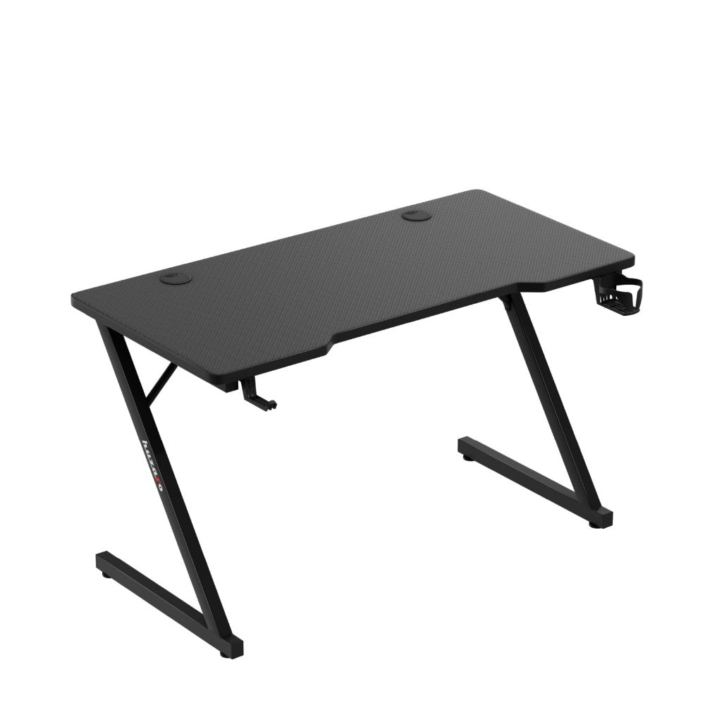 Huzaro Hero 2.5 svart – karbonbelegg på 2,5 cm MDF-bordplate, nærbilde