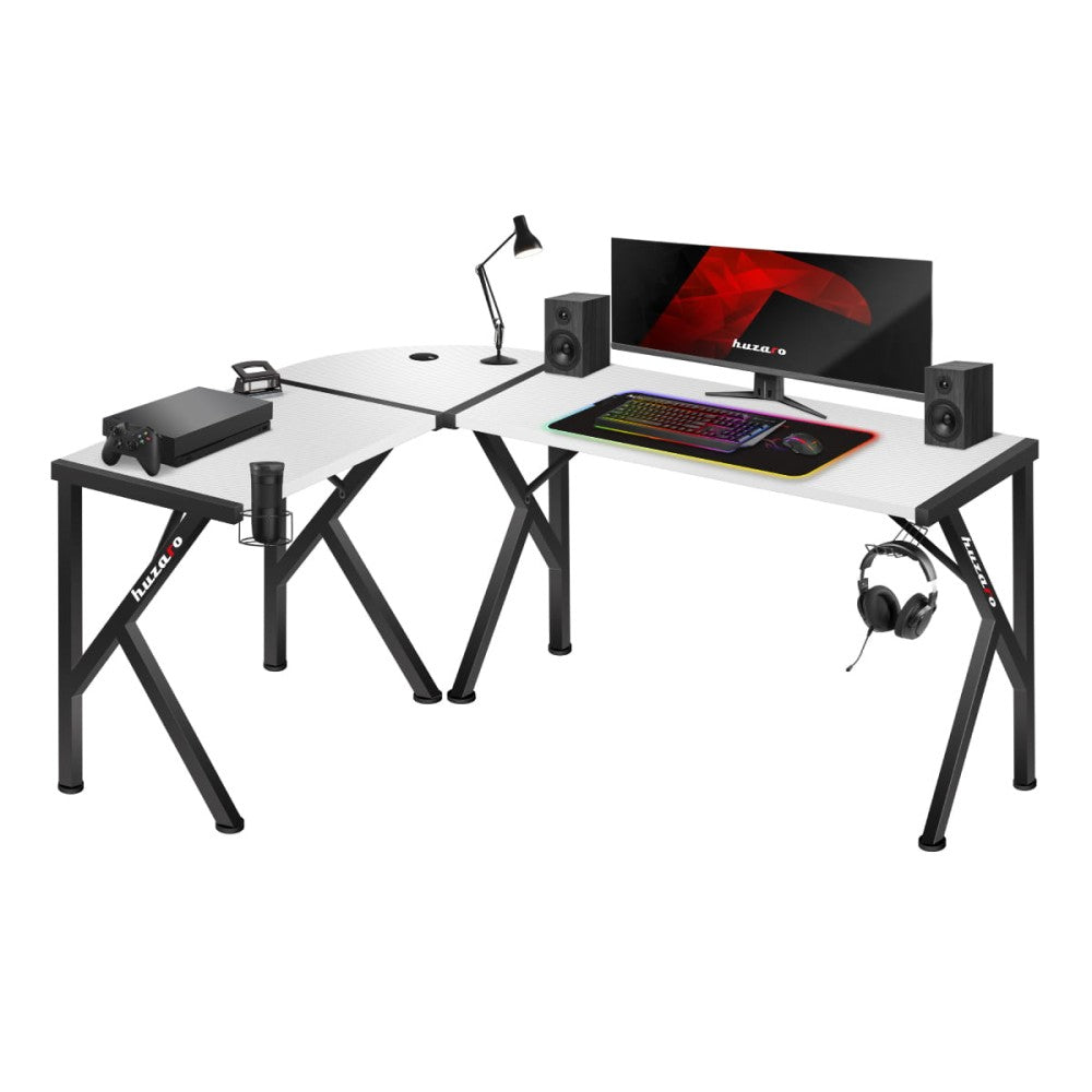 Huzaro Hero 6.3 hvitt hjørnegamingbord 154 cm – oversiktsbilde