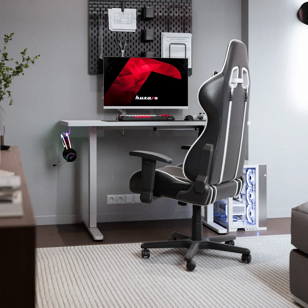 Huzaro Hero 8.1 hvit – sidevisning med justerbare ben i lav stilling