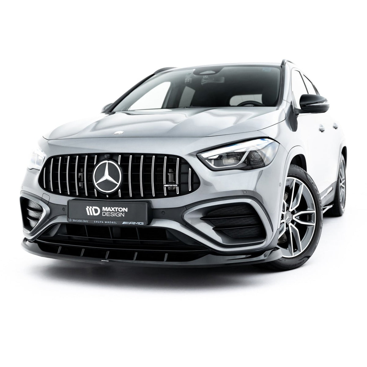 Frontsplitter til Mercedes-AMG GLA 35 H247 Facelift i blank sort ABS-plast