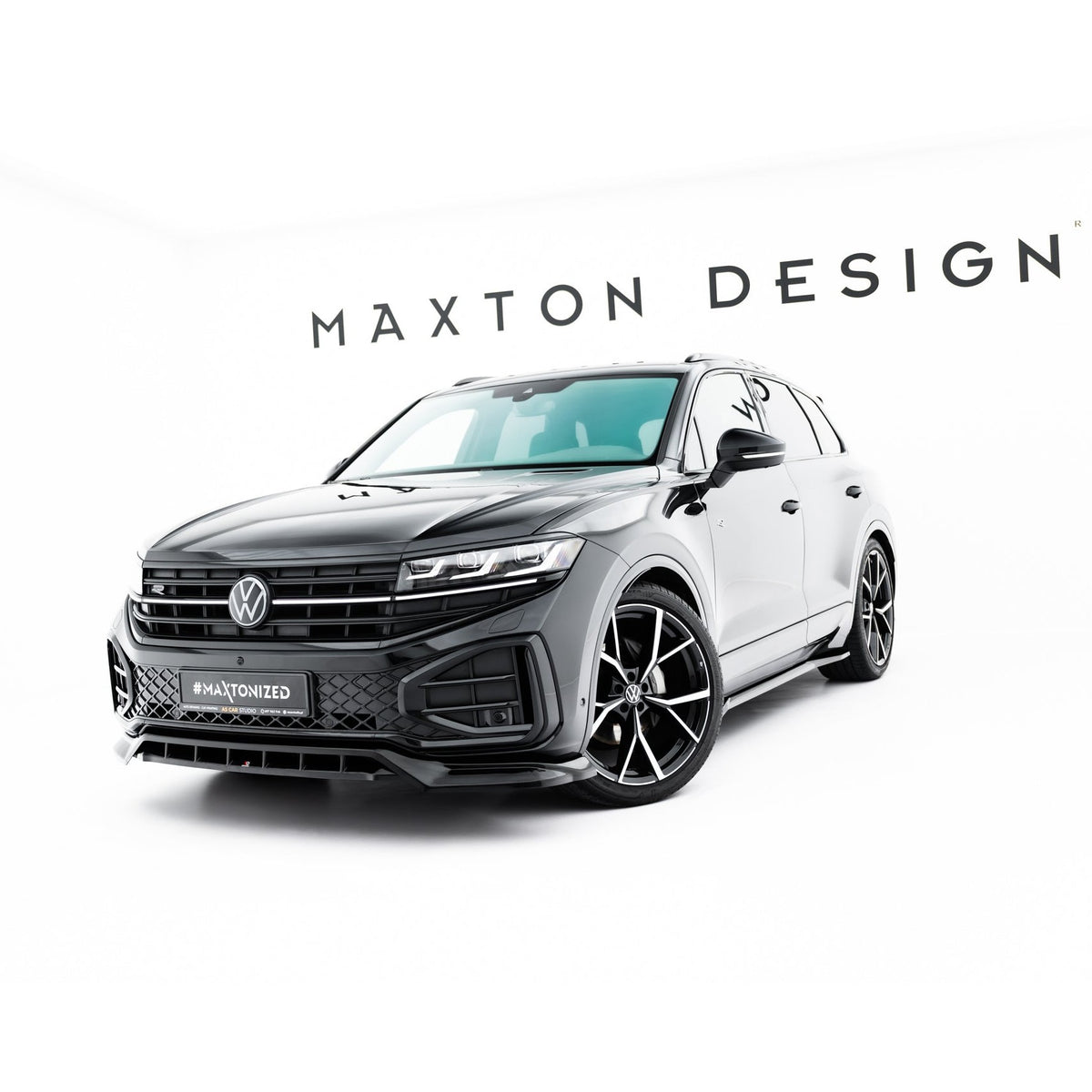 Frontsplitter i blank sort ABS til Volkswagen Touareg R-Line Mk3 Facelift
