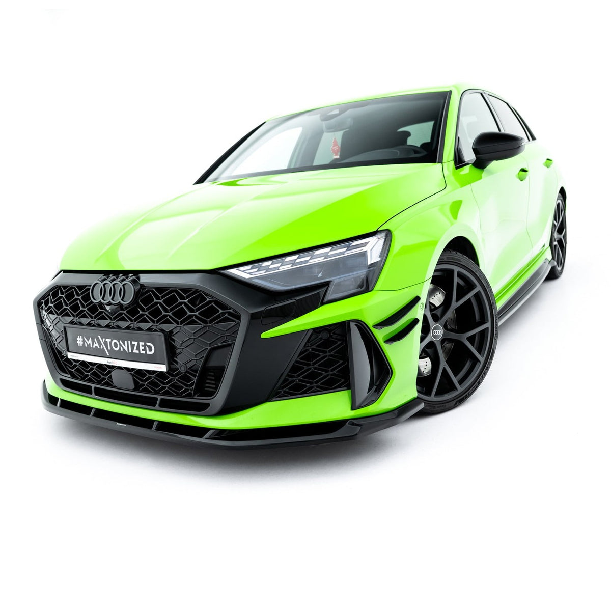Frontsplitter V.1 i blank sort ABS til Audi RS3 Sportback 8Y Facelift