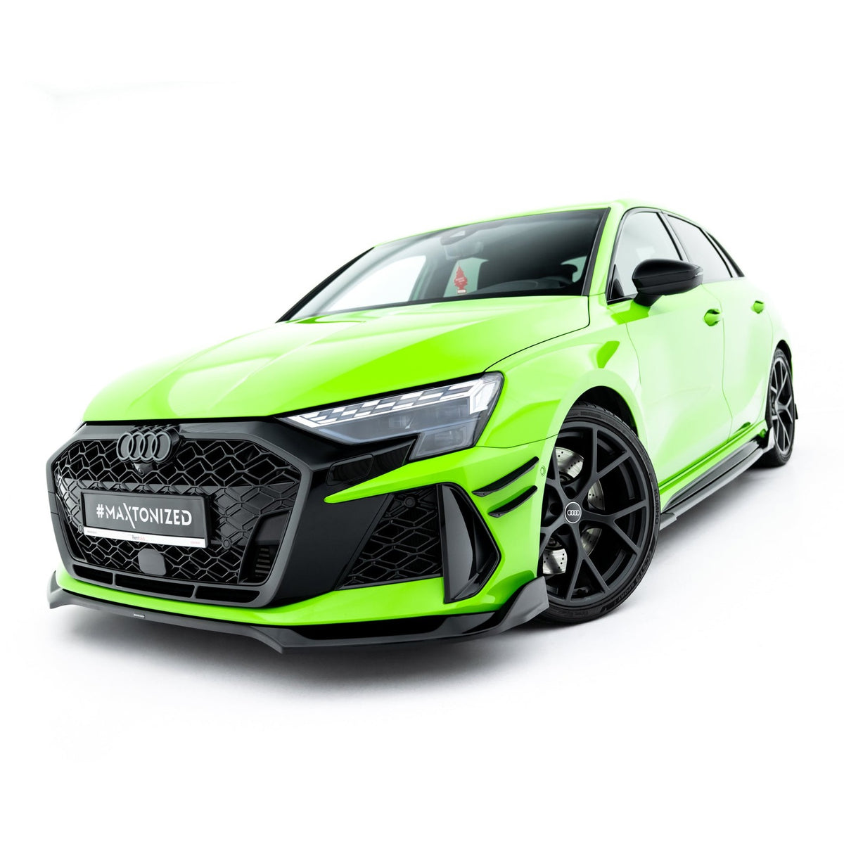 Frontsplitter i blank sort ABS til Audi RS3 Sportback 8Y Facelift