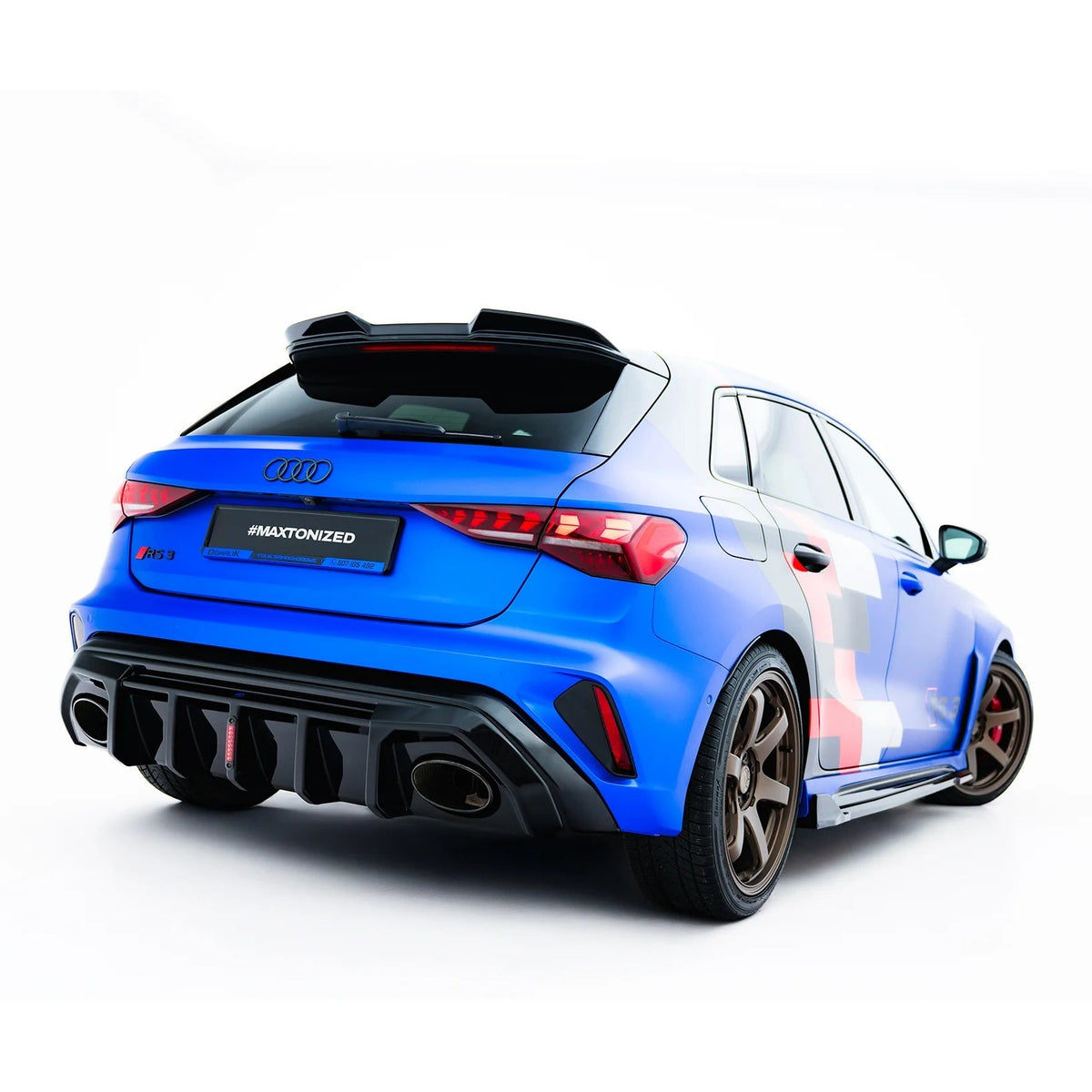 Diffuser i blank sort ABS til Audi RS3 Sportback 8Y Facelift