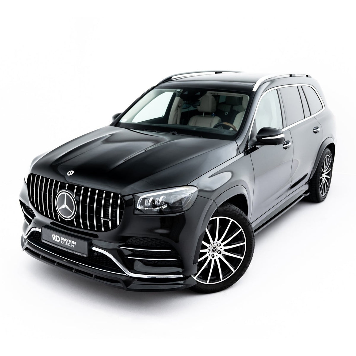 Frontsplitter i blank sort ABS til Mercedes-Benz GLS AMG-Line X167 Facelift