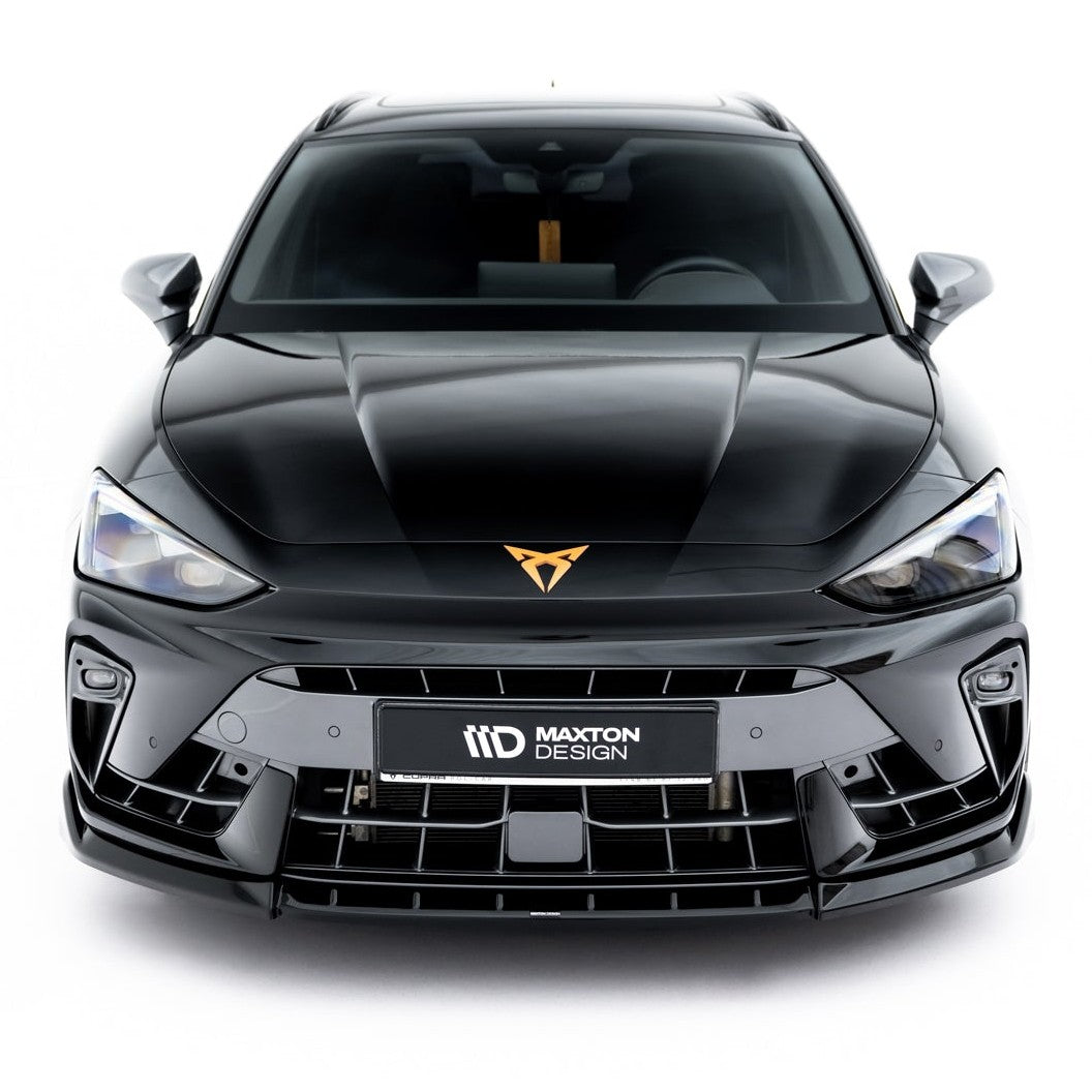 Frontsplitter i blank sort ABS til Cupra Leon Mk1 Facelift