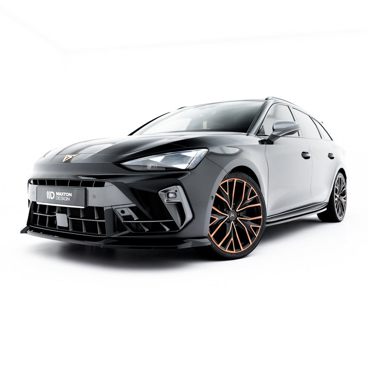 Frontsplitter i blank sort ABS til Cupra Leon Mk1 Facelift