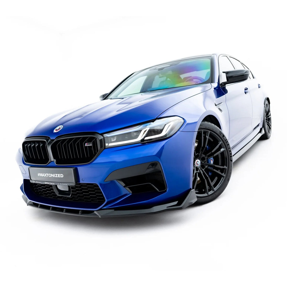 Frontsplitter BMW M5 F90 Facelift i blank sort ABS-plast