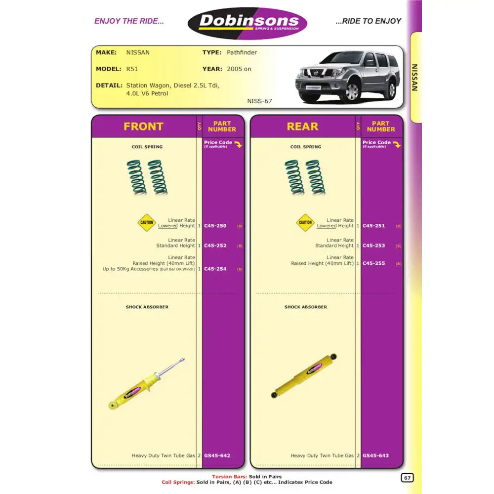 Hevesett 40mm Dobinsons - Nissan Pathfinder R51 05- - 2