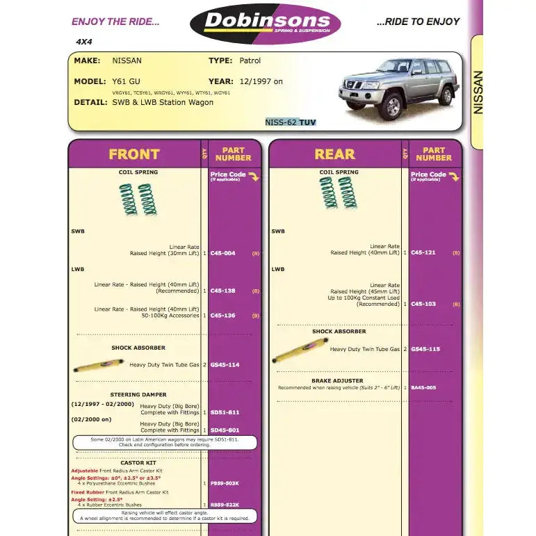 Hevesett 40mm Dobinsons - Nissan Patrol Y61 97- - 2