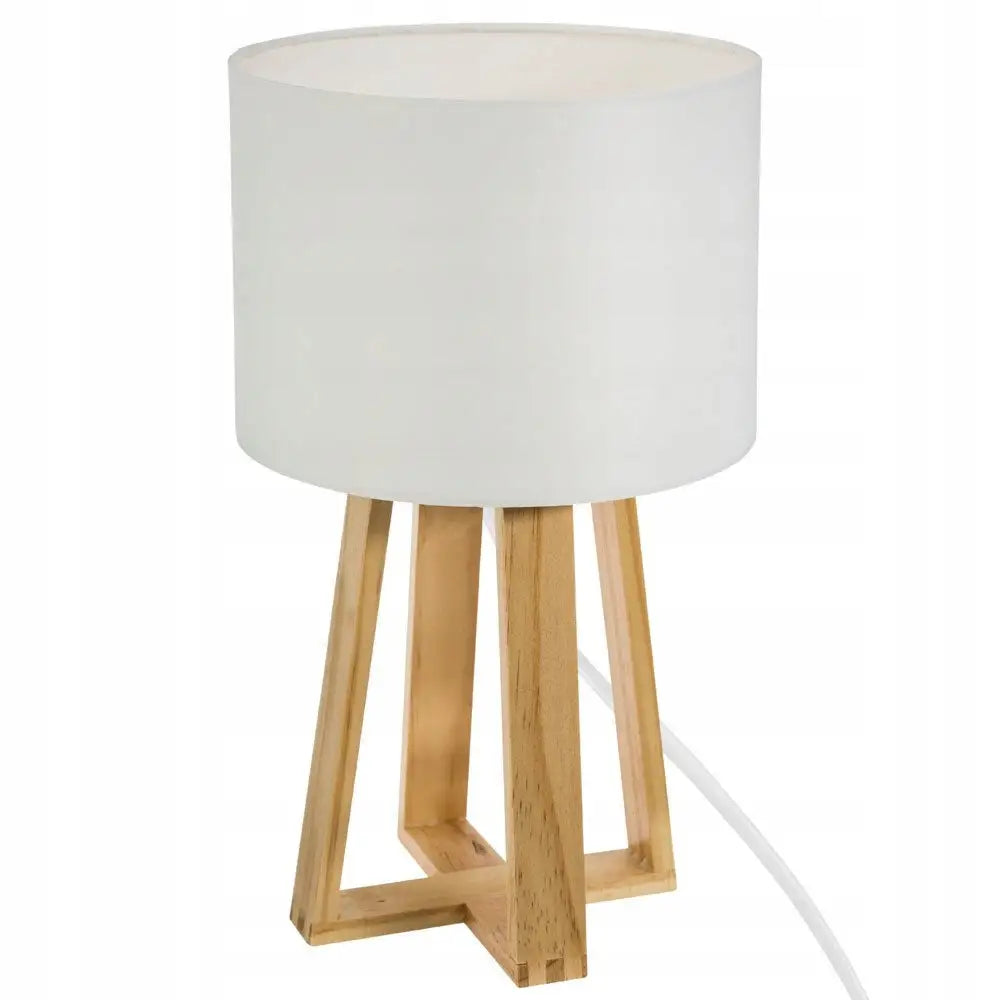 Hvit Bordlampe På Trebase - Moderne - 1