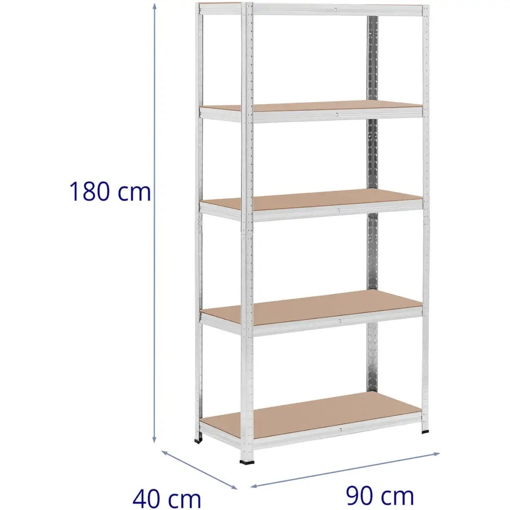 Hylle med fem Hyller 875 Kg 90 x 40 x 180 Cm Grå 2 Stk