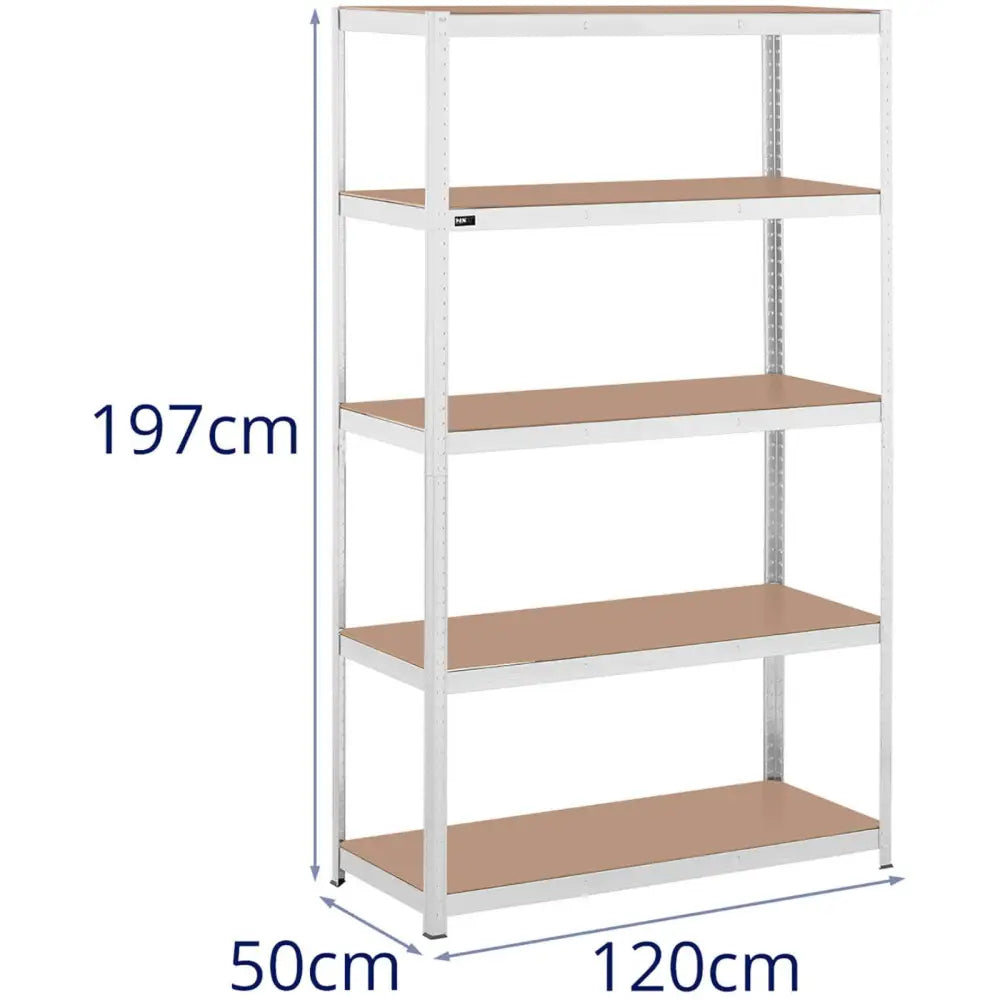 Hylle Til Lager Metall 5 Hyller 750 Kg 120 x 50 x 197 Cm Grå - 7