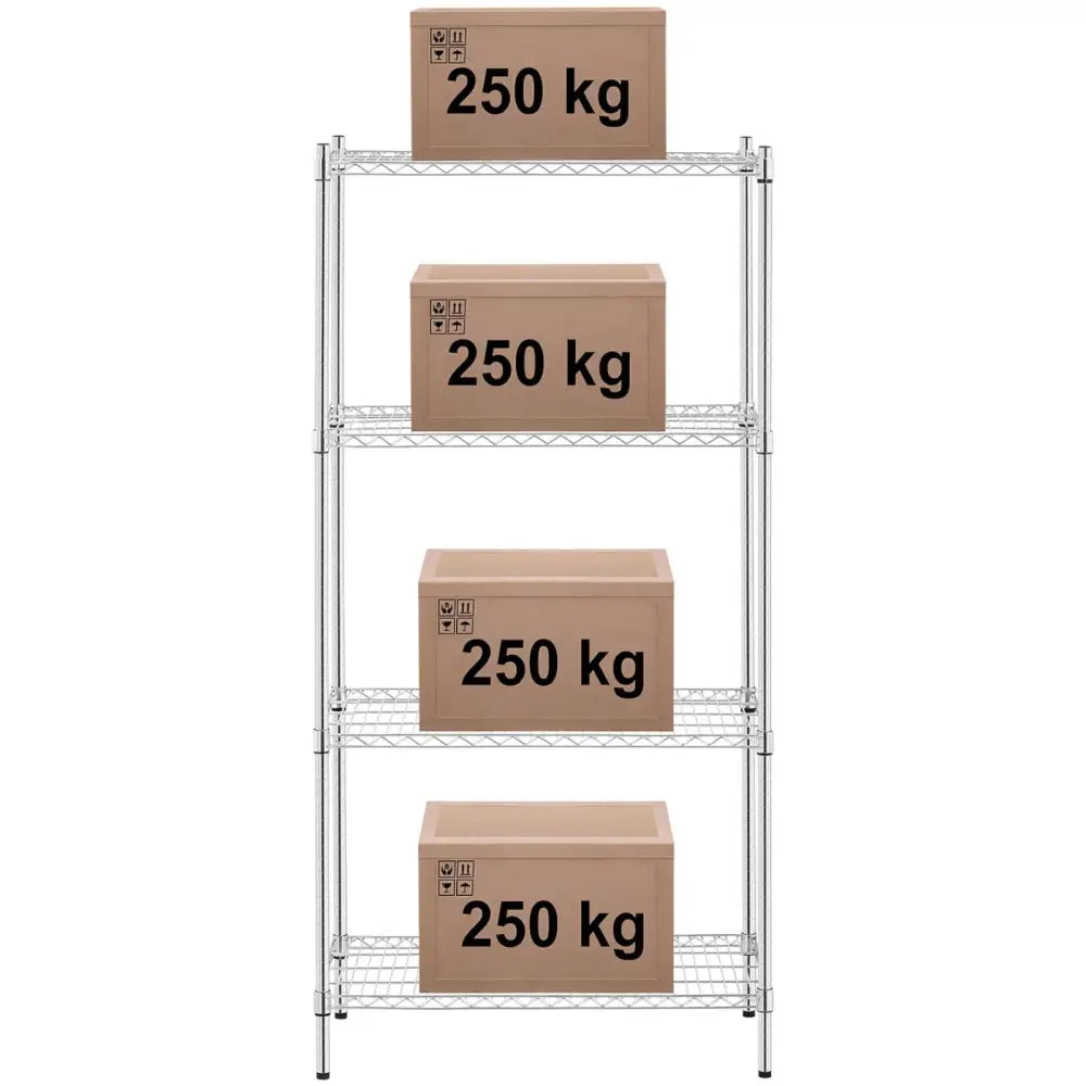 Hyller For Verksted i Krom 4 Hyller 1 t 1000 Kg 90x45x180 Cm - 6