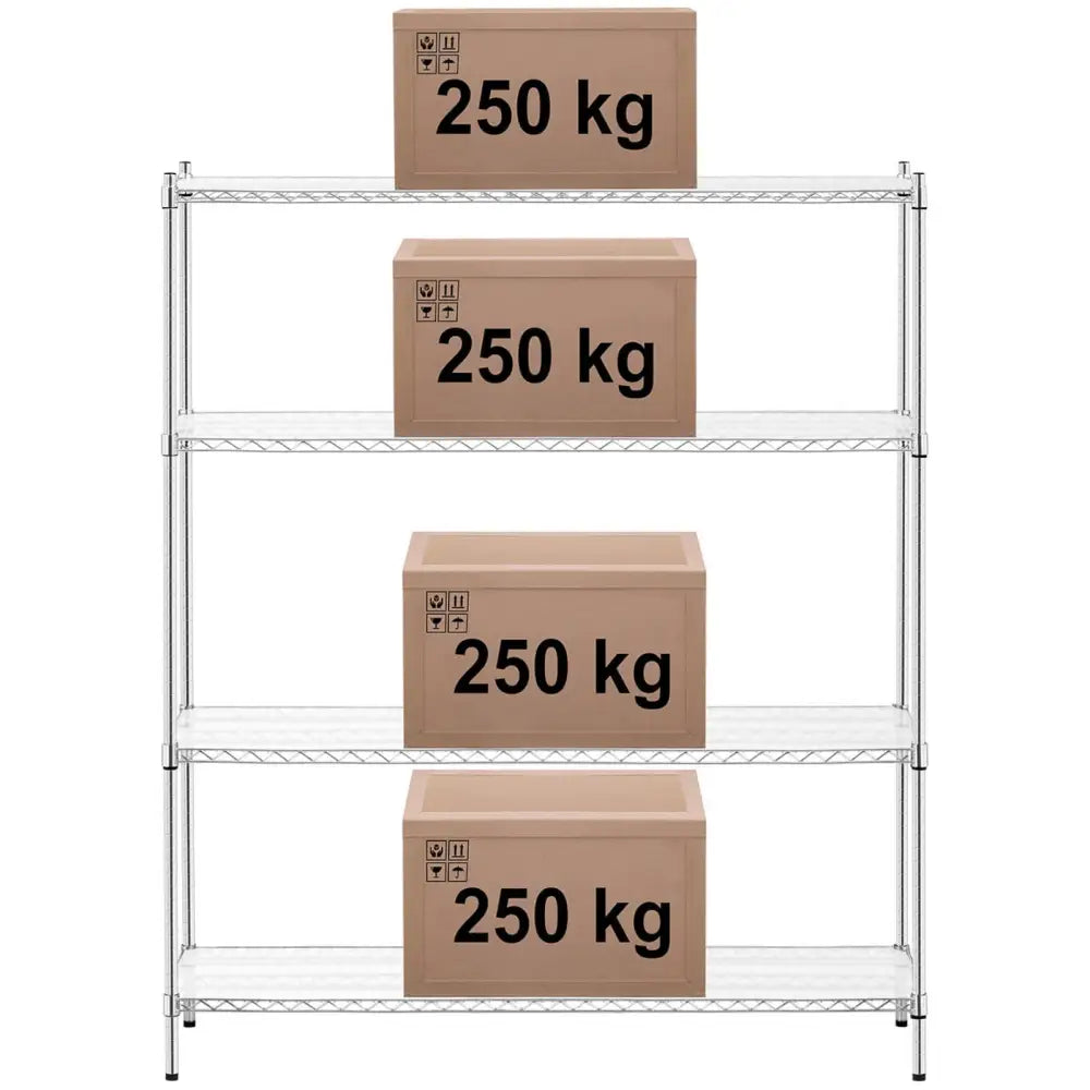 Hyller Lagringsenhet Kromtråd 4 Hyller + 4 Matter Opptil 1000kg 150x45x180 Cm - 6