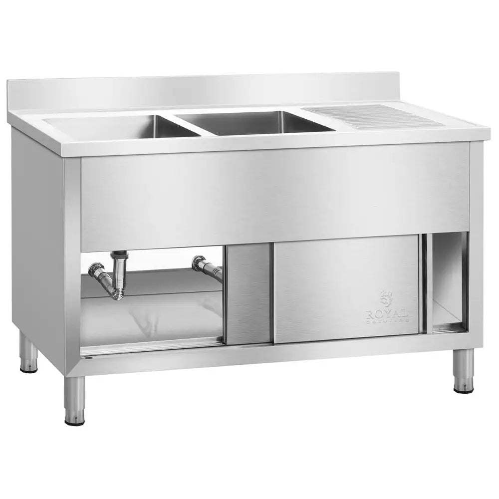 Industrisk Dobbel Vask Med Stativ 140cm - Royal Catering - 3