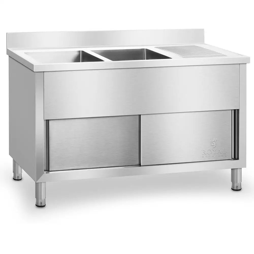 Industrisk Dobbel Vask Med Stativ 140cm - Royal Catering - 4