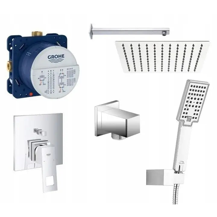 Innfelt Grohe Eurocube Dusjbatteri Med Slim Regndusj 25x25 Cm - 1