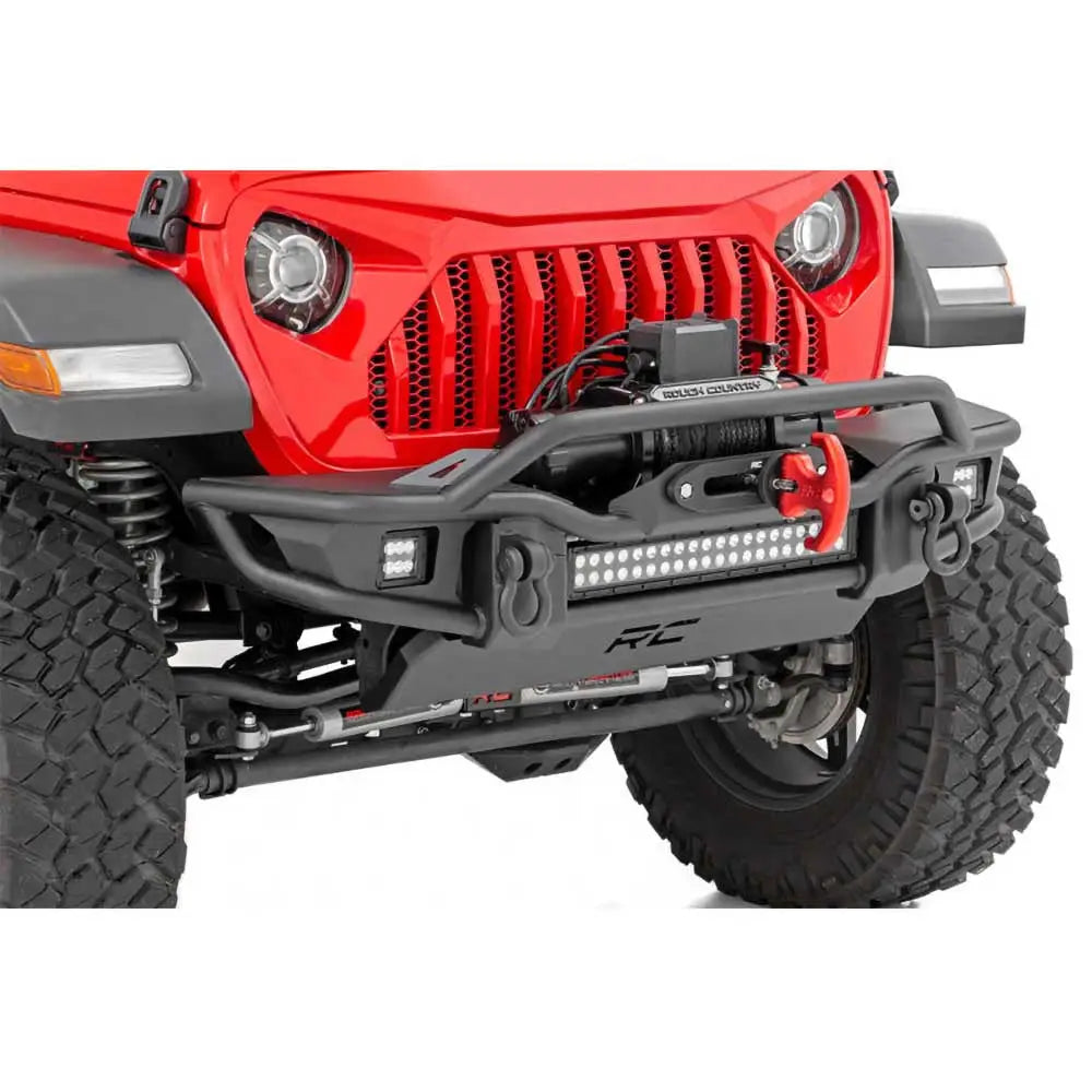 Jeep Wrangler Jk 2 d 07-18 Front Tube Bumper With Skid Plate And Led Lights Rough Country - 2